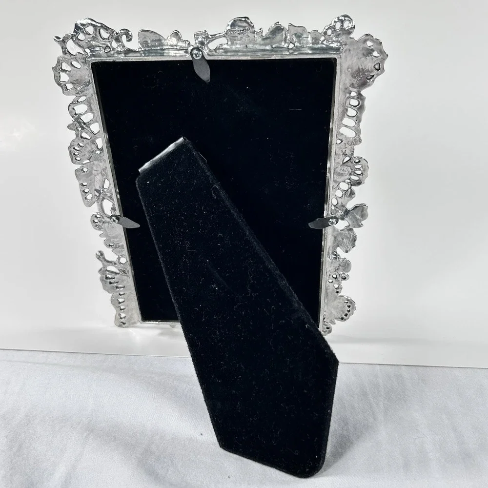 Arthur Court Pewter Silver Butterfly Rectangle Photo Picture Frame Dainty 6x7